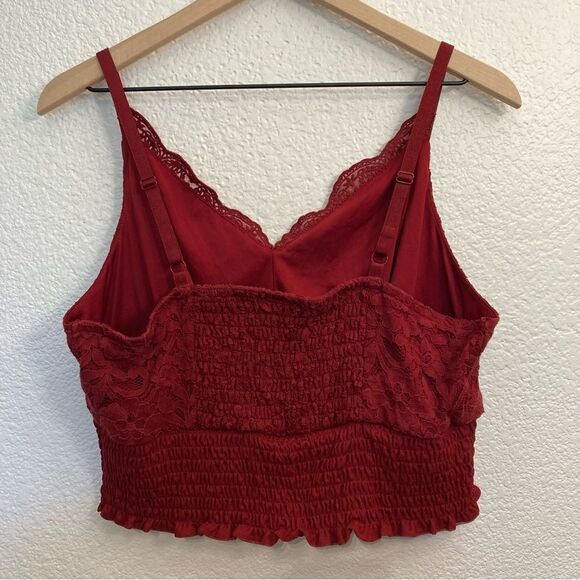 Torrid Red Lace Smocked Crop Top Size 1 XL 1X - Picture 6 of 9